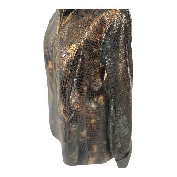 Reversible Faux Black Leather Moto & Animal Print Lightweight Jacket - Picture 9 of 10